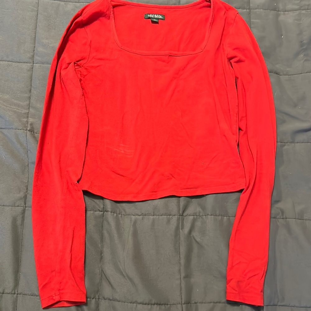 Red Cropped Long Sleeve